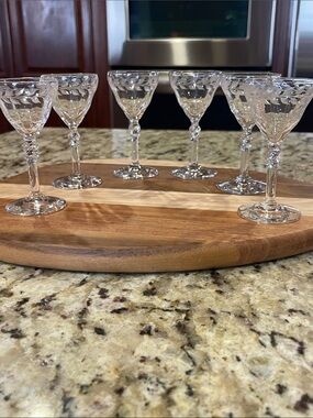 Vintage Etched Crystal Aperitif/Cordial Glasses